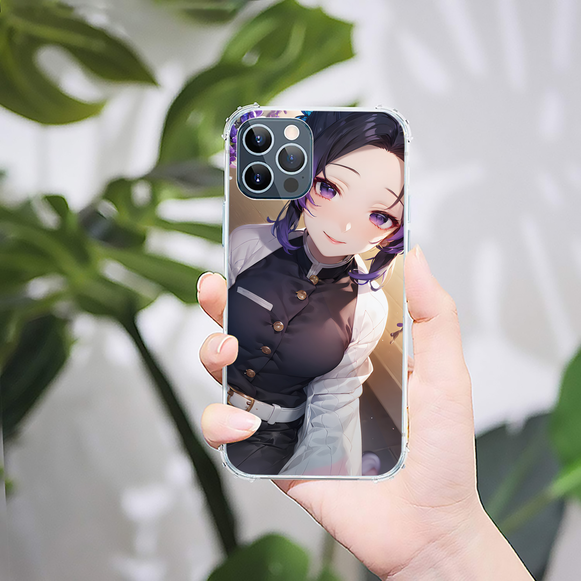 （画像用） 鬼滅の刃（きめつのやいば）蟲柱-胡蝶 しのぶ／こちょう しのぶ Kochou Shinobu 【iPhone 12シリーズ対応】透明スマホケース（クリアソフトケース）